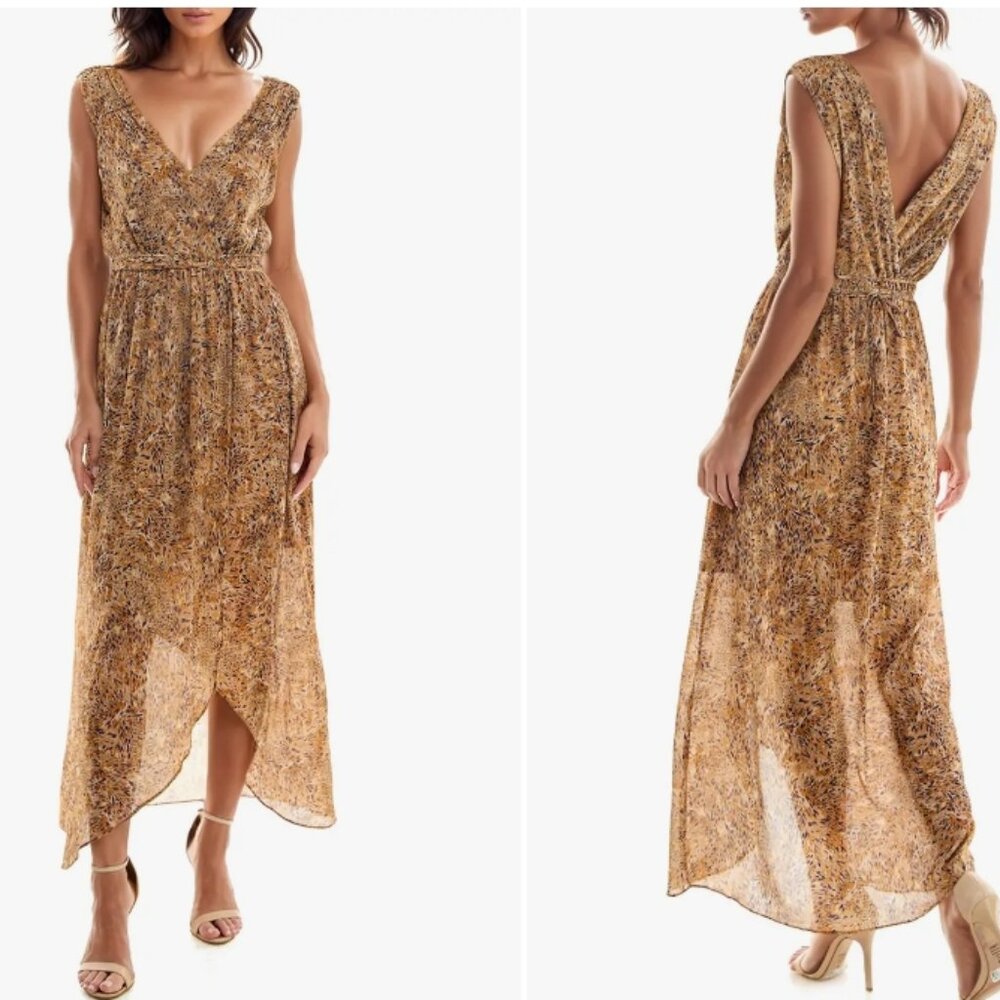 Socialite -Abstract Print Chiffon High-Low Dress, size Small